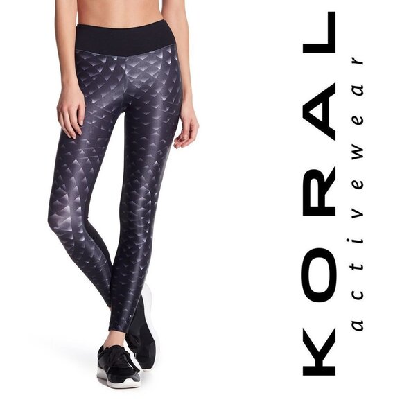 NEW! KORAL Emulate Leggings Womens S Black Cyber Snake Pattern $121 Designer Run - Picture 1 of 8